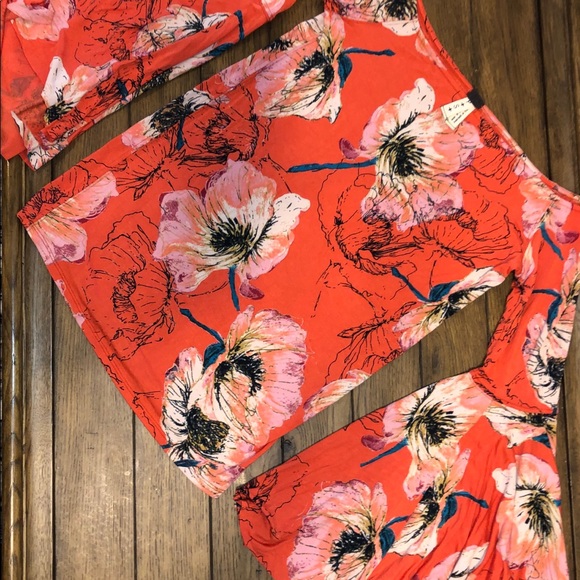 FREE PEOPLE orange/floral bell sleeve top - Picture 4 of 7